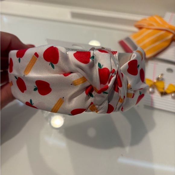 Women's 4 Piece Teacher Gift hair bow matching earrings, headband apple … - Picture 9 of 16